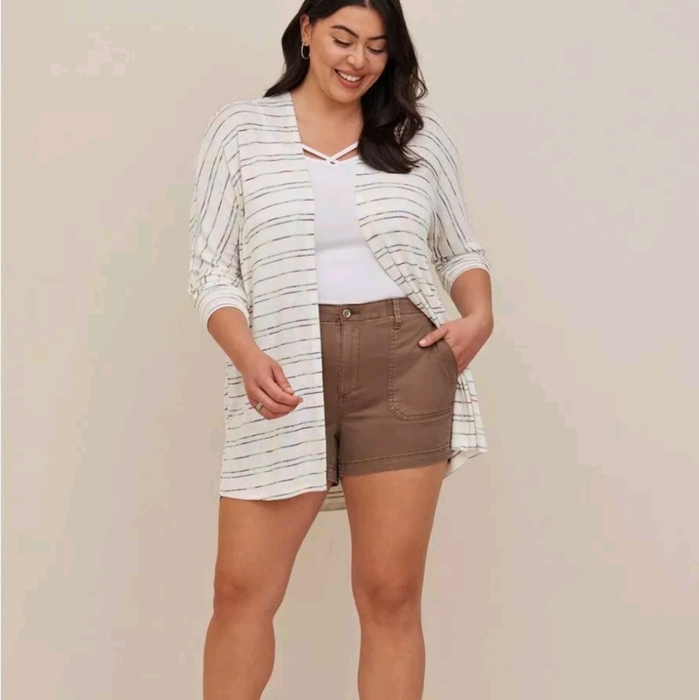 Torrid Womens Torrid white multi stripe Cardigan Dolman Sleeve‎ Size 1 NWT